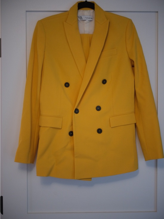 Zara Jackets & Blazers - Double-Breasted Yellow pants suit